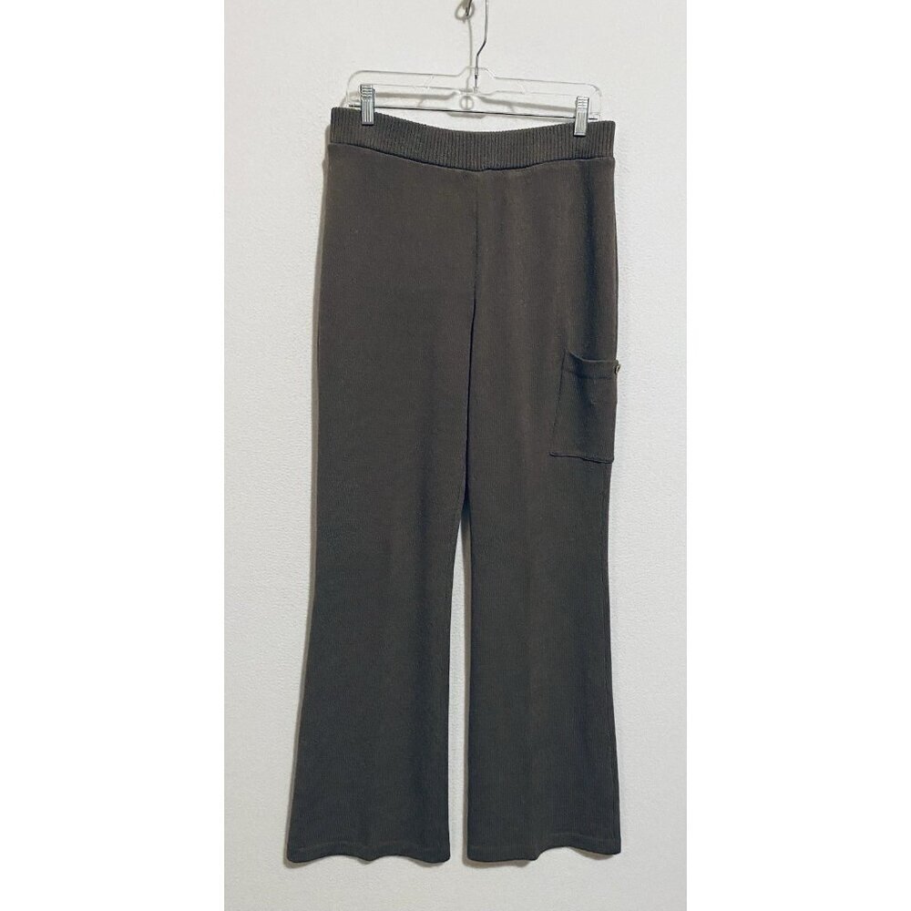 St John Sport Pants Womens Medium Taupe Brown Santana Knit Pull On Cargo Pocket
